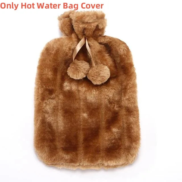 2L Hot Water Bottle Cover Rubber Hot Water Bags Winter Plush Hand & Feet Warmer Explosion-Proof Water Bottle Cover For Hot Water