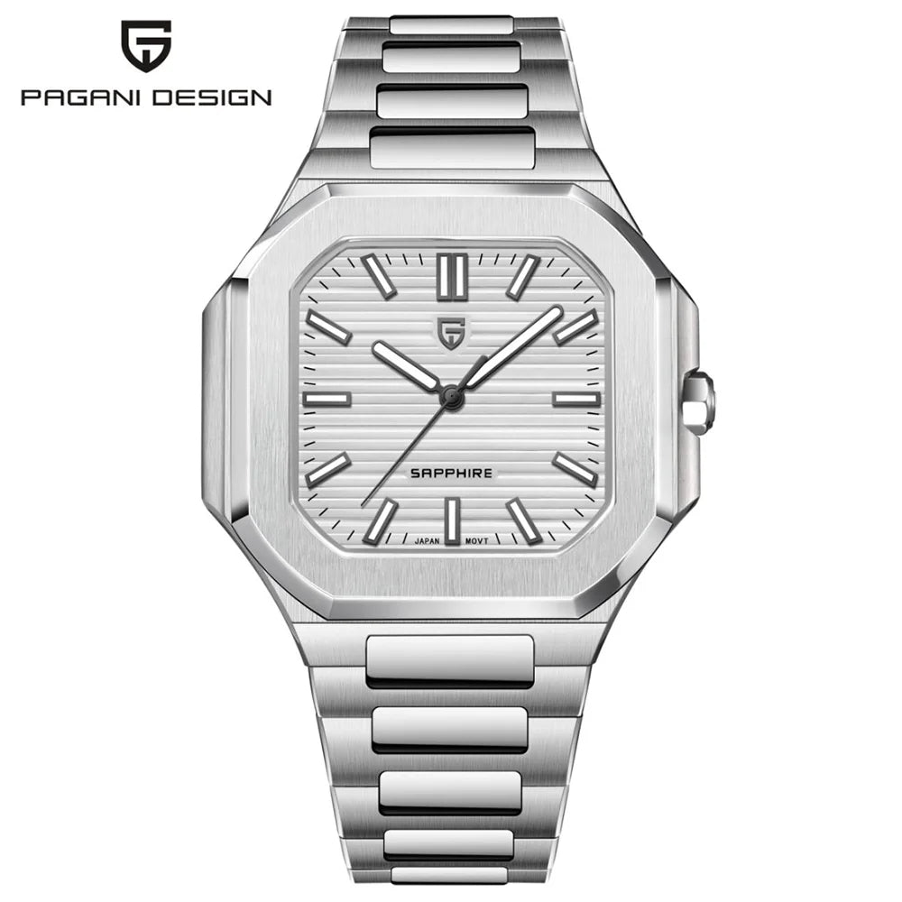 2025 New PAGANI DESIGN 37MM Square Men Quartz Watches Luxury Sapphire Glass AR Coated Business Watch VH31 Luminous Watch for Men