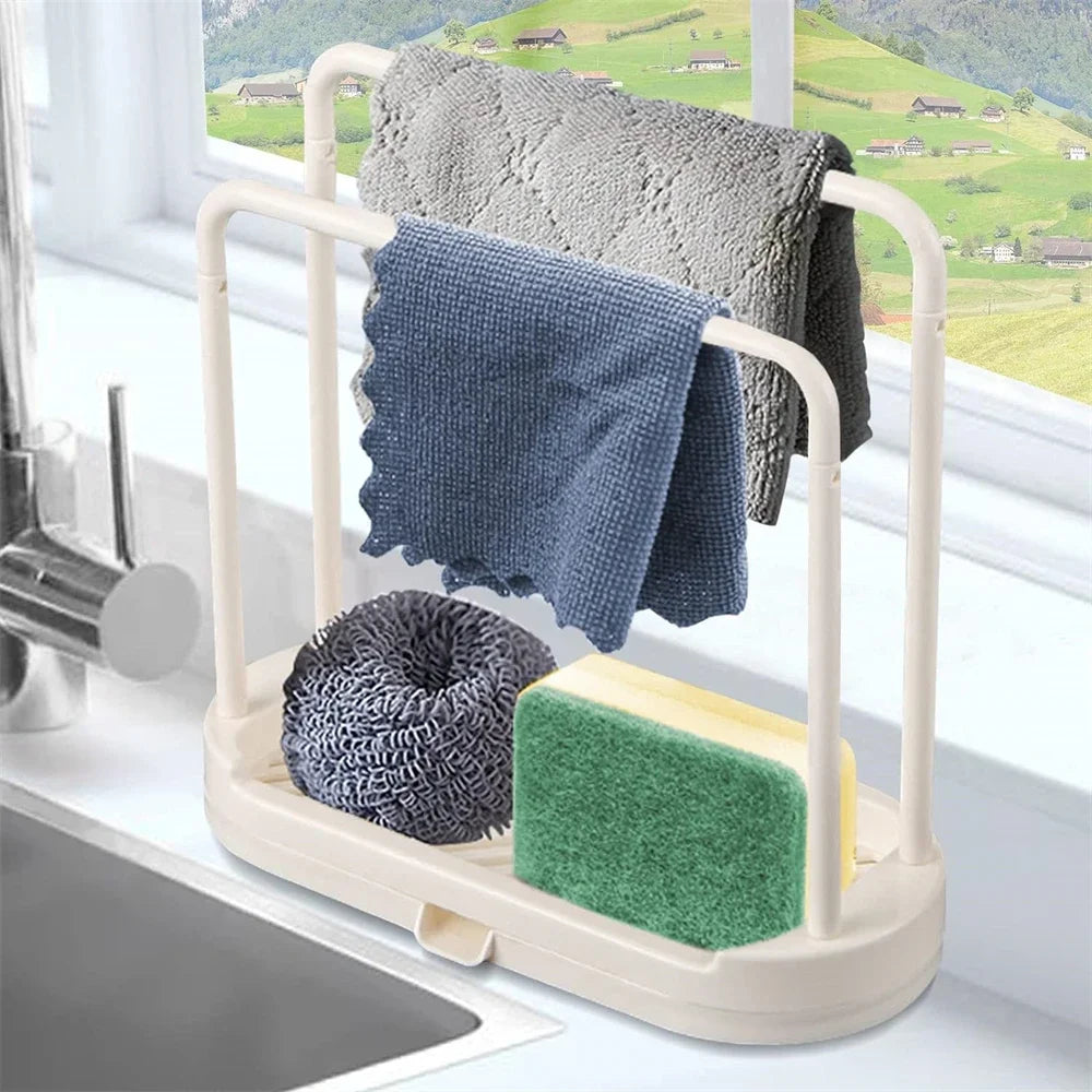 Kitchen Rag Drain Stand Kitchen Accessories Sink Drainage Shelf Sink Drain Storage Basket for Sponge Rag Wire Ball