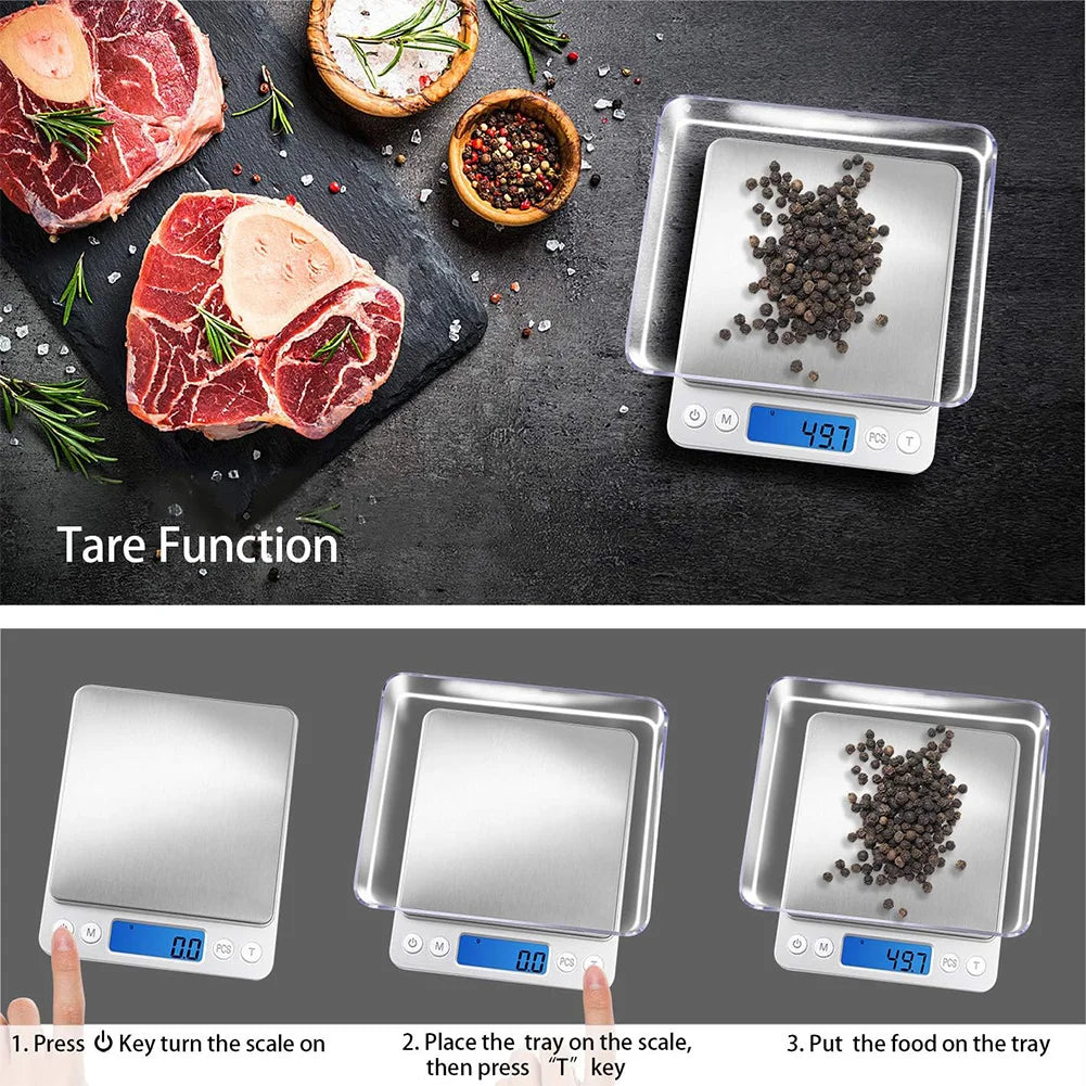 2kg/3kg/500g Small Digital Food Scale Accurate Weighting Multifunction Kitchen Scale Jewelry Lab Carat Powder Scale for Home Use