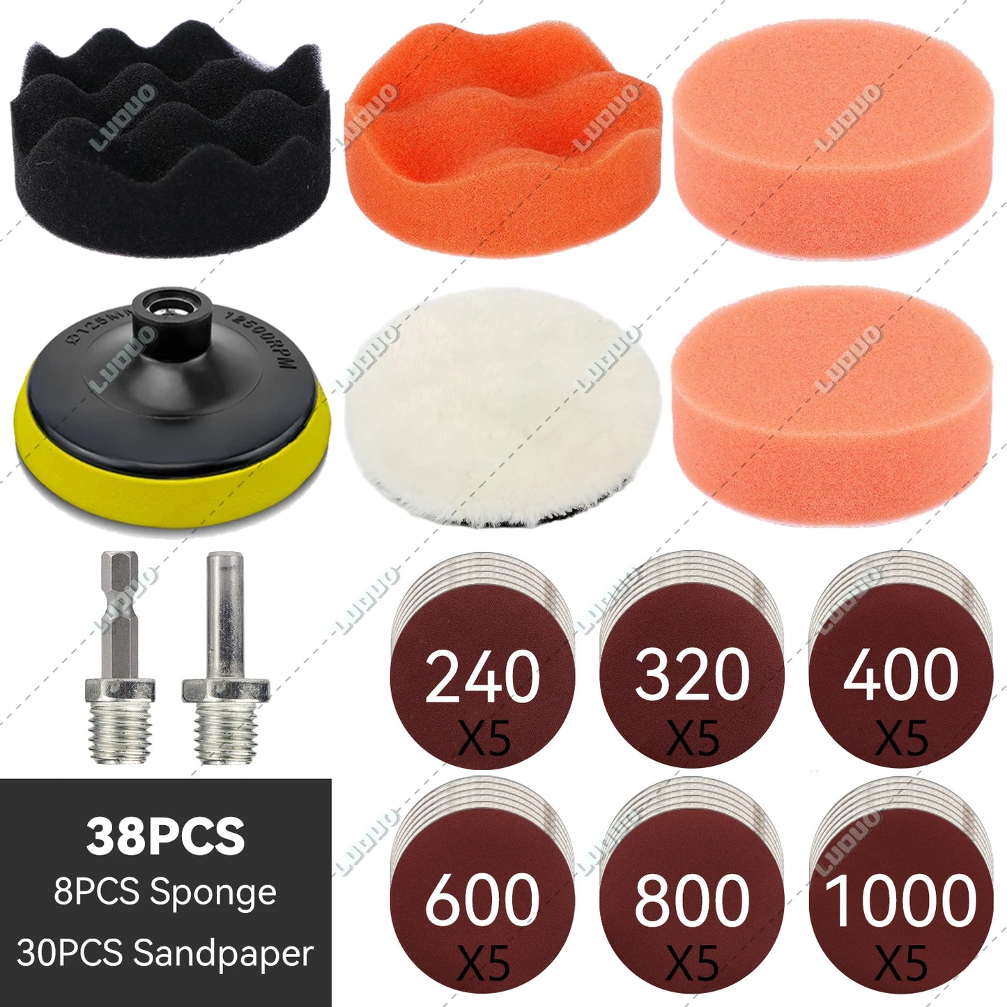 3/4/5/6 inch Car Detailing Polishing Buffing Sponge Wool Pad Headlight Restoration Sandpaper For Sanding Waxing Cleaning Washing