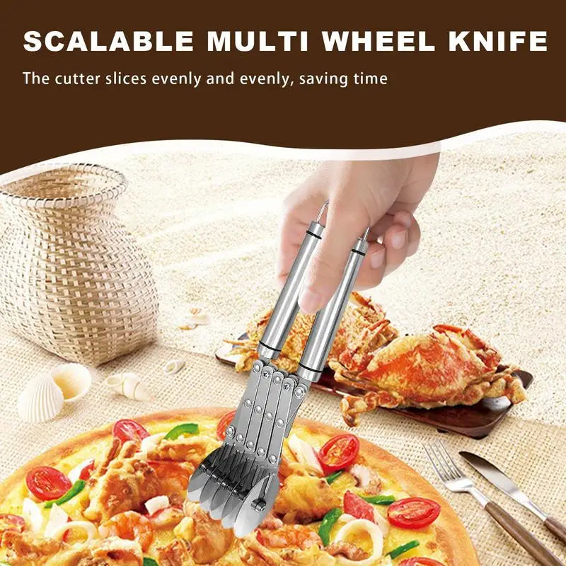 3/5 Wheel Cutter Dough Divider Knife Flexible Roller Blade Pizza Pastry Peeler Adjustable Stainless Steel Baking Pan Tool