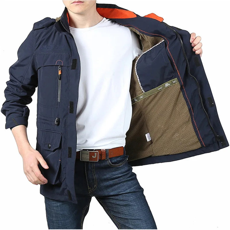 2024 Business Casual Jackets Man Sports Coat Autumn Windproof Hooded Jackets Quick Drying Lightweight Outdoor Climbing Outwear