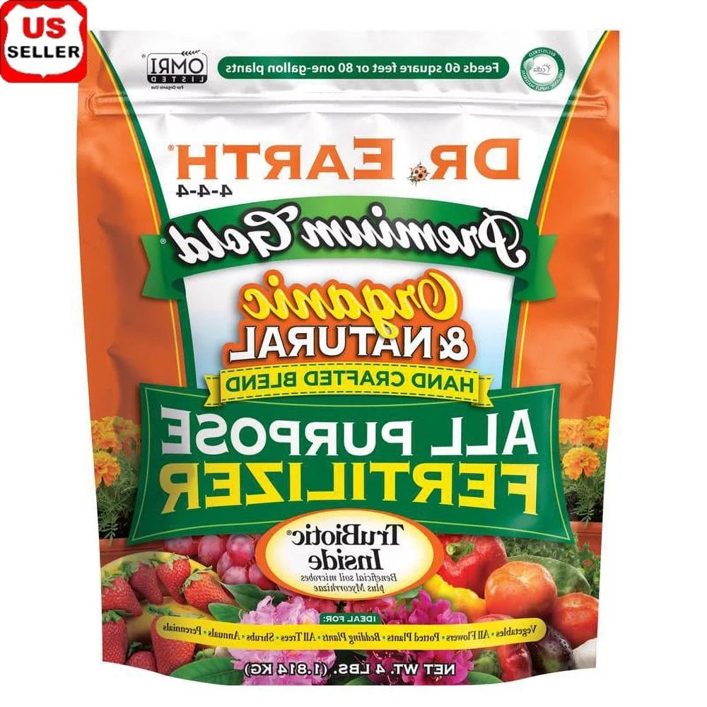 Premium Organic All Purpose Plant Food 4-4-4 Fertilizer 4 lb Natural Nutrients Probiotics Mycorrhizae Soil Microbes Drought