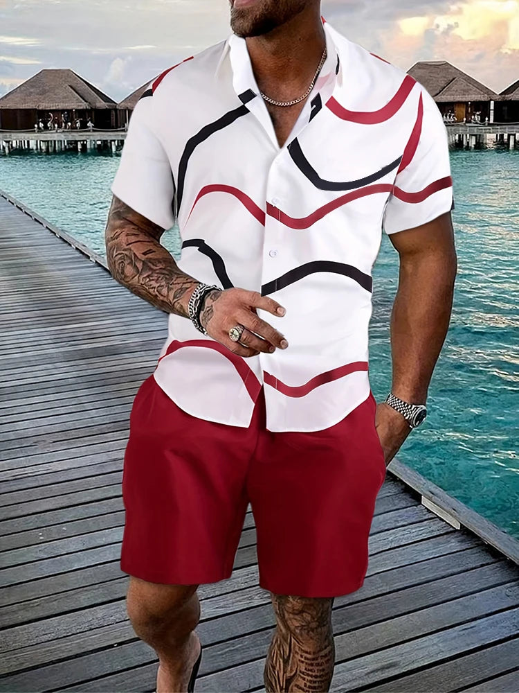 Summer Men's Short Sleeve Shirt And Beach Shorts Set Outdoor Sports Comfortable Men's Shorts Hawaii Men's Travel Casual Shirt