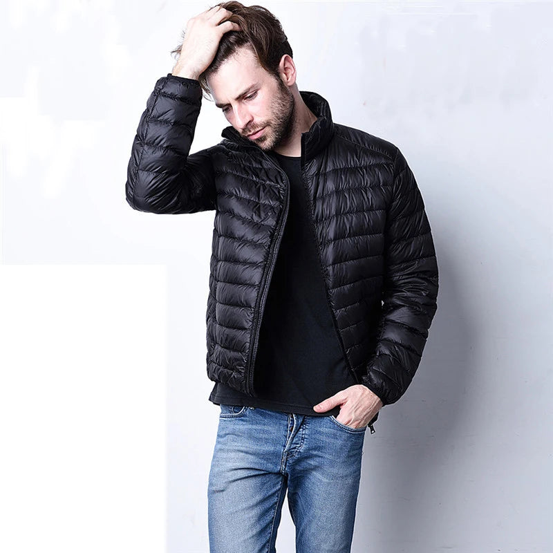 Winter Fashion Ultralight Duck Down Jacket Mens Hooded Streetwear Light Feather Coat Waterproof Warm Mens Clothing M-5XL