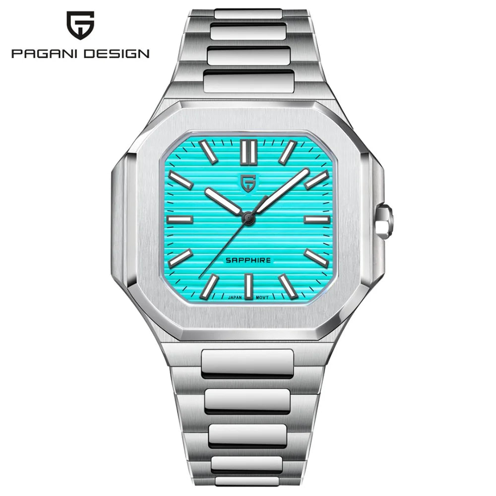 2025 New PAGANI DESIGN 37MM Square Men Quartz Watches Luxury Sapphire Glass AR Coated Business Watch VH31 Luminous Watch for Men