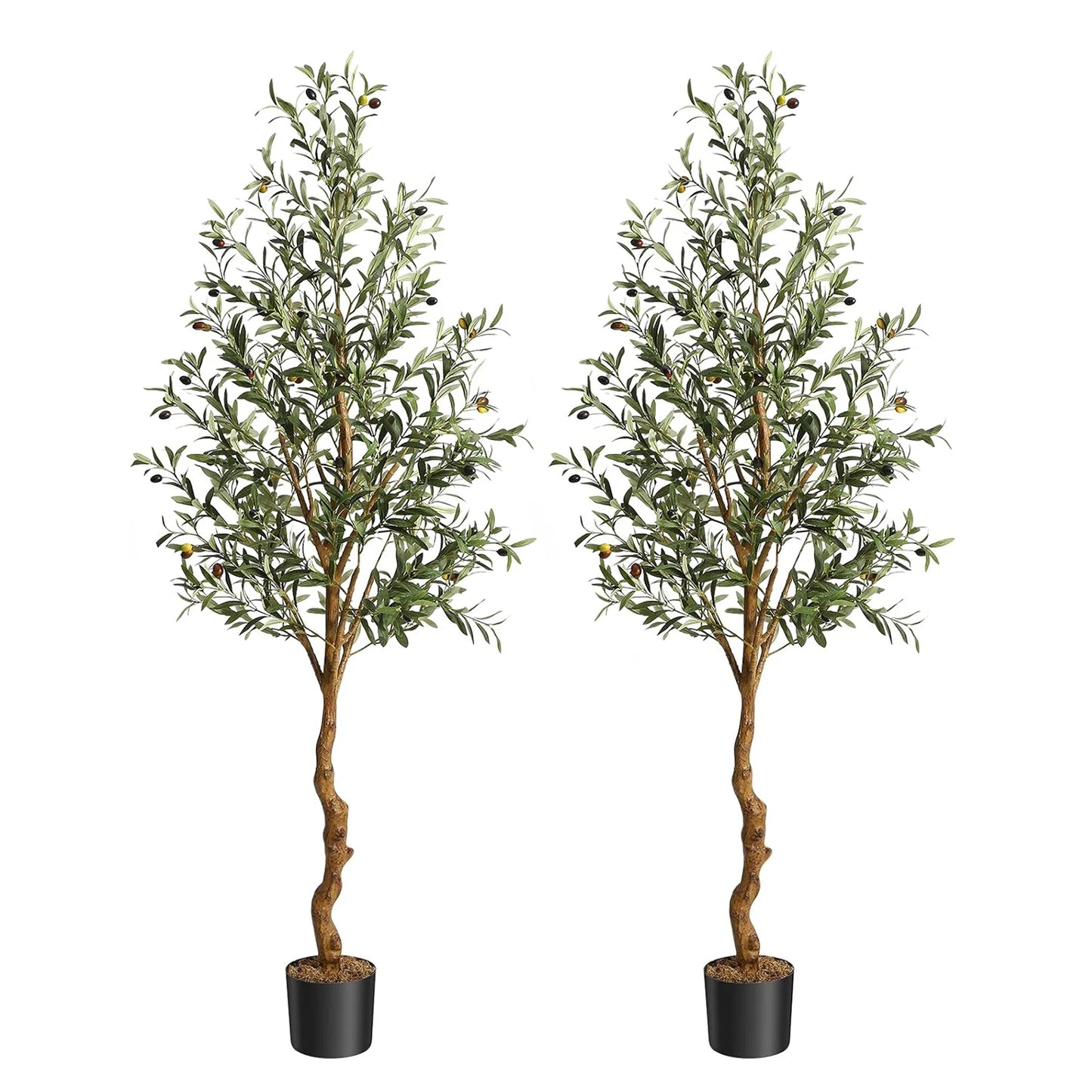 1Pc/2Pcs Artificial Olive Tree 4ft / 5ft / 6ft, Large Artificial Plants Fake Plastic Plants in Pot for Home Bedroom Decor