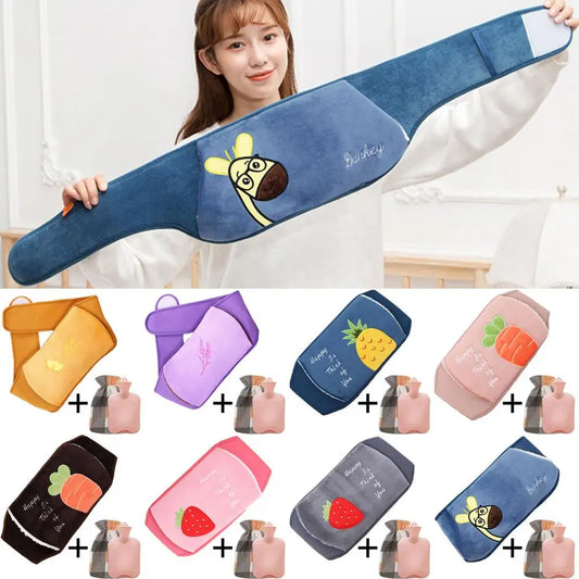 Warm Water Bottle Set Sealed Portable Keep Warm Thickened Plush Hot Water Bottle Belt Warm Water Bottle Belt for Office