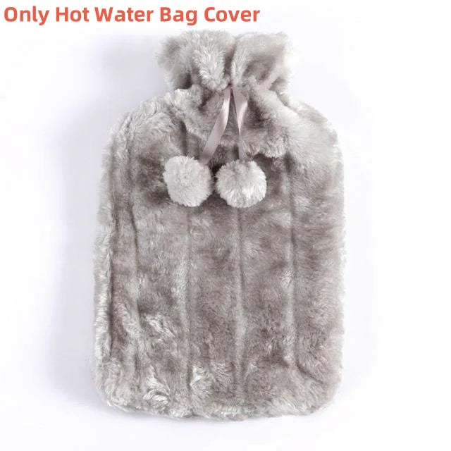 2L Hot Water Bottle Cover Rubber Hot Water Bags Winter Plush Hand & Feet Warmer Explosion-Proof Water Bottle Cover For Hot Water