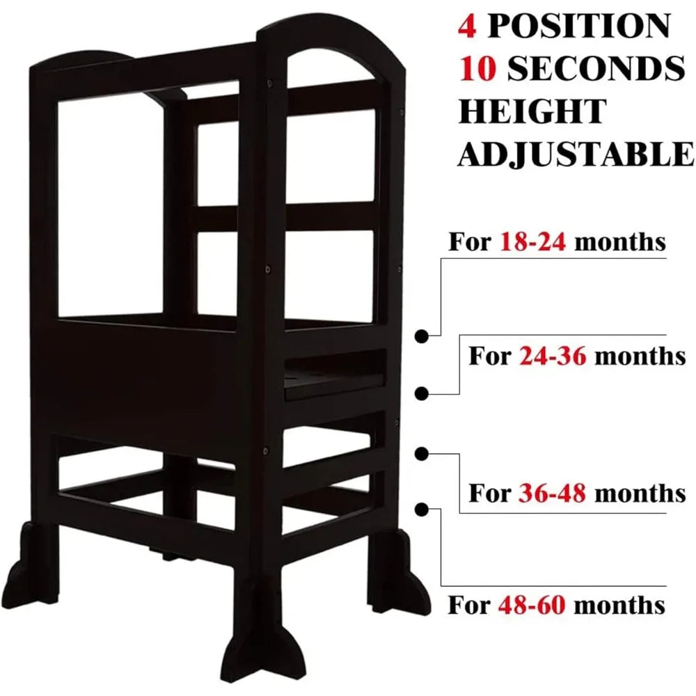 LT02B Kids Kitchen Adjustable Height Toddlers Children Learning Step Stool Tower with 4 Changeable Heights for Kitchen and Bath
