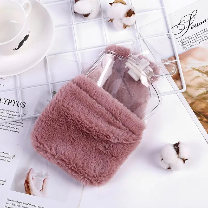 1PC Portable Plush Rabbit Hand Po Warm Water Bottle Stress Pain Relief Therapy Hand Warmer Girls Pocket Hand Feet Hot Water Bag