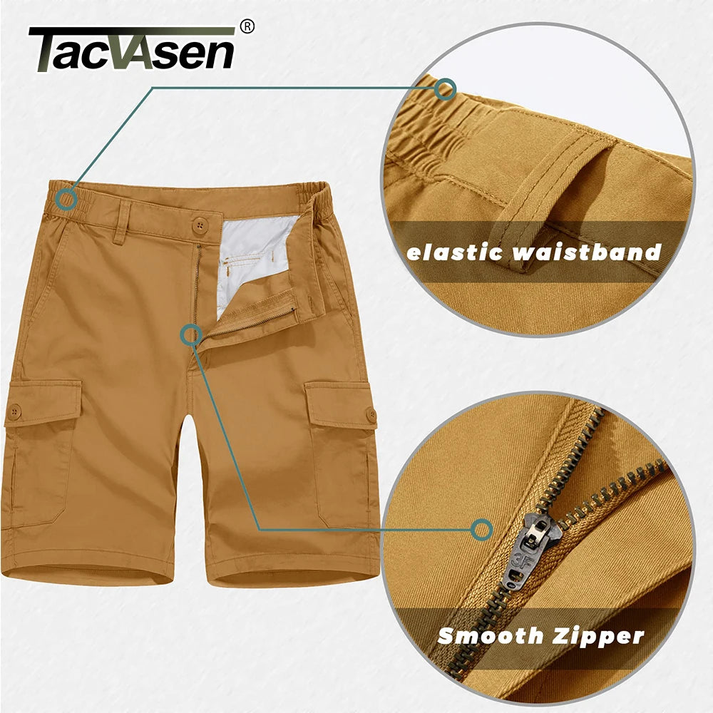 TACVASEN Summer Breathable Cotton Cargo Shorts Mens Casual Multi-pockets Twill Work Shorts Hiking Camping Short Pants Outdoor