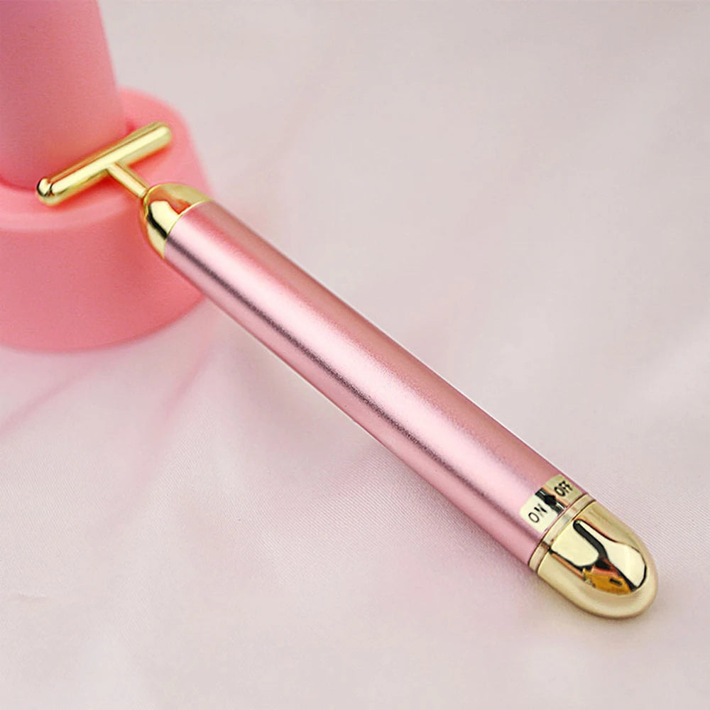 24k Gold Facial Slimming Face Beauty Bar Pulse Firming Facial Roller Massager Lift Skin Tightening Wrinkle Vibrating Tool