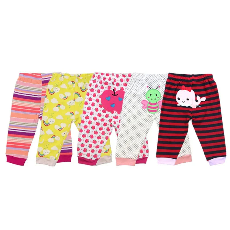 [5Pcs/lot Random Color]Cartoon Print Baby Pants Cotton Baby Leggings Spring Autumn Toddler Boy Pants Newborn Infant Clothing
