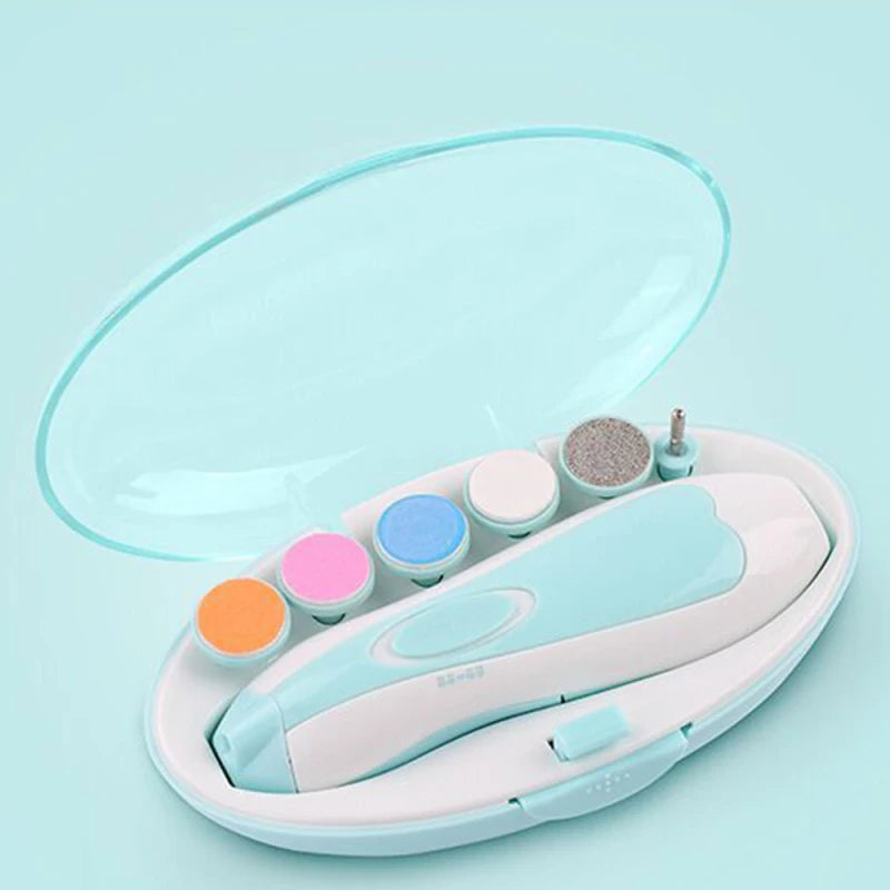 6-in-1 Baby Nail Trimmer with LED Light Electric Nail Trimmer Kit for Infants Toddlers Kids w/ 6pcs Sander Heads Safe Low Noise