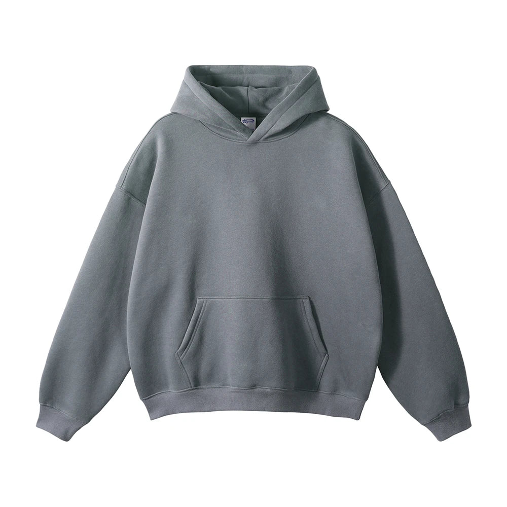 ZODF New Thick 350gsm Fleece Hooded Hoodies For Men Unisex Winter Oversized Loose Basic Solid Sweatshirts Pullovers Coats HY0631