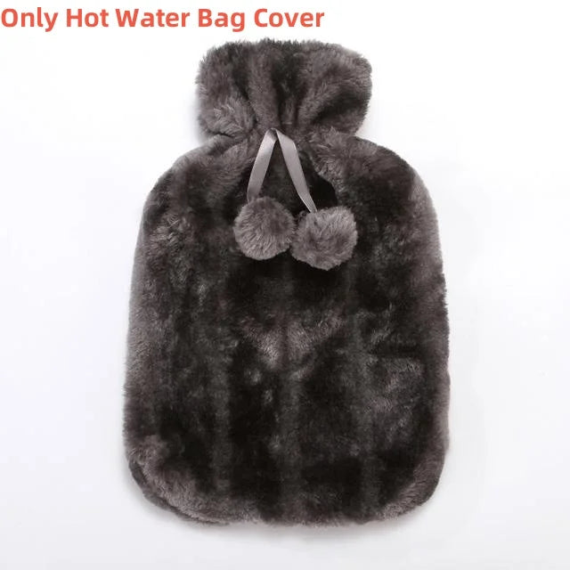 2L Hot Water Bottle Cover Rubber Hot Water Bags Winter Plush Hand & Feet Warmer Explosion-Proof Water Bottle Cover For Hot Water
