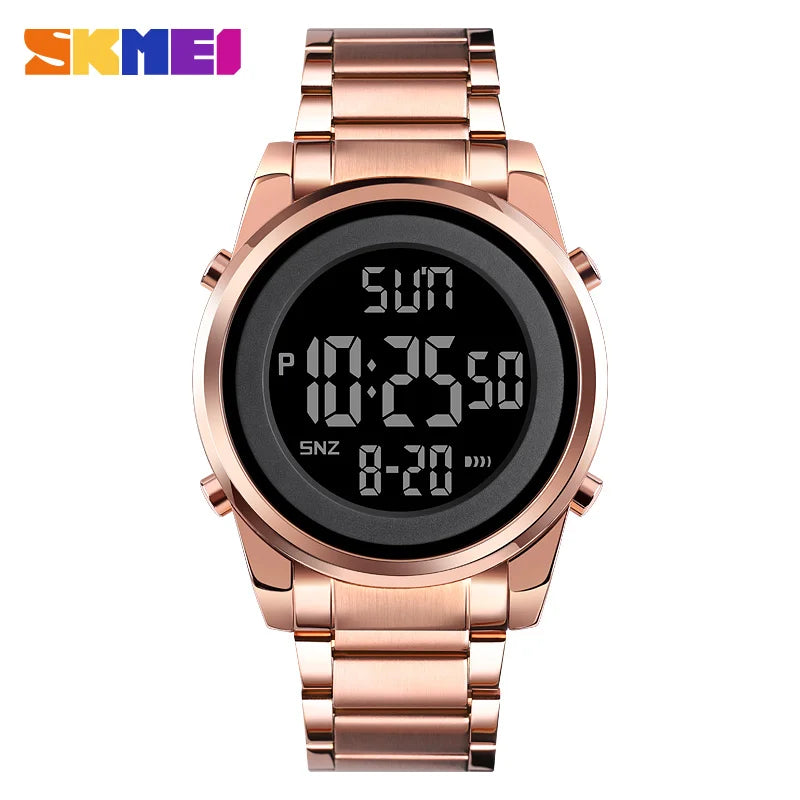 SKMEI Luxury Waterproof Watch for Men Stainless Steel Electronic Sports Digital Mens Wristwatches Man Clock Reloj Masculino 1611