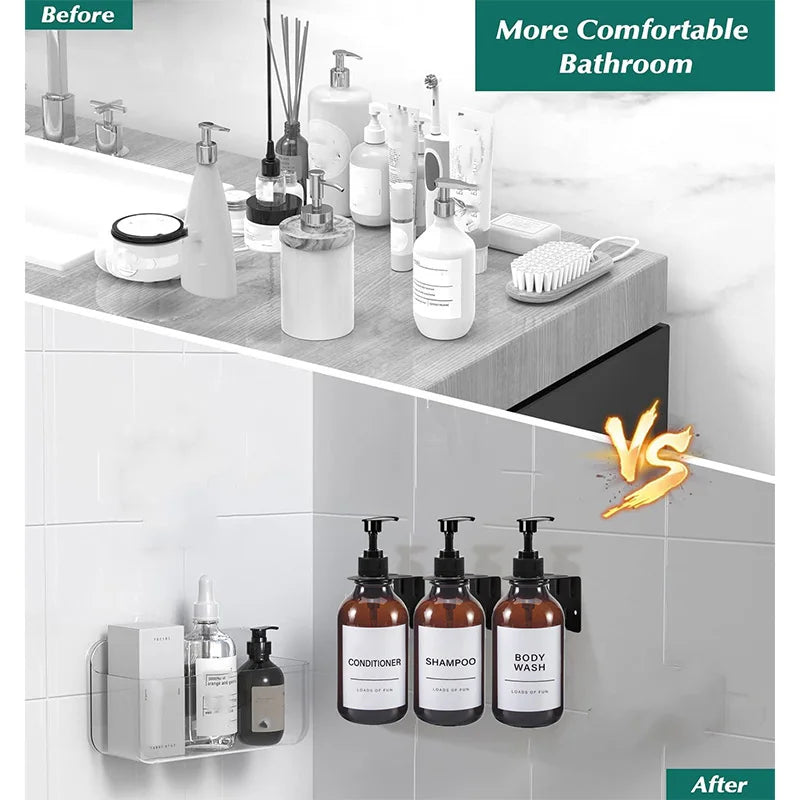 1/2/3PCS 500ML Brown Soap Dispenser With Lables Wall Mount Lotion Bottle Shower Gel Shampoo Empty Container For Bathroom Kitchen