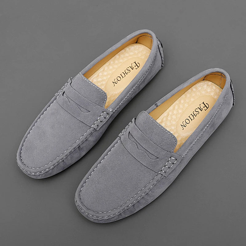 Suede Leather Mens Loafers New Fashion Walking Shoes New Comfy Man Drive Flats Classic Original Style Men Casual Shoes Moccasins
