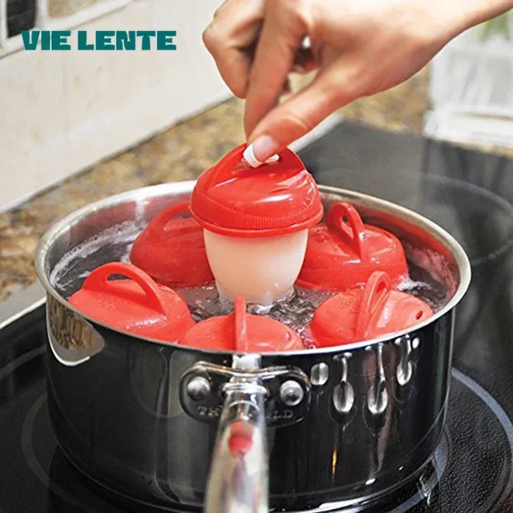 1/6Pcs Mini Egg Poachers Cooker Silicone Non-Stick Egg Boiler Cookers Pack Boiled Eggs Mold Cups Steamer Kitchen Gadgets Tools