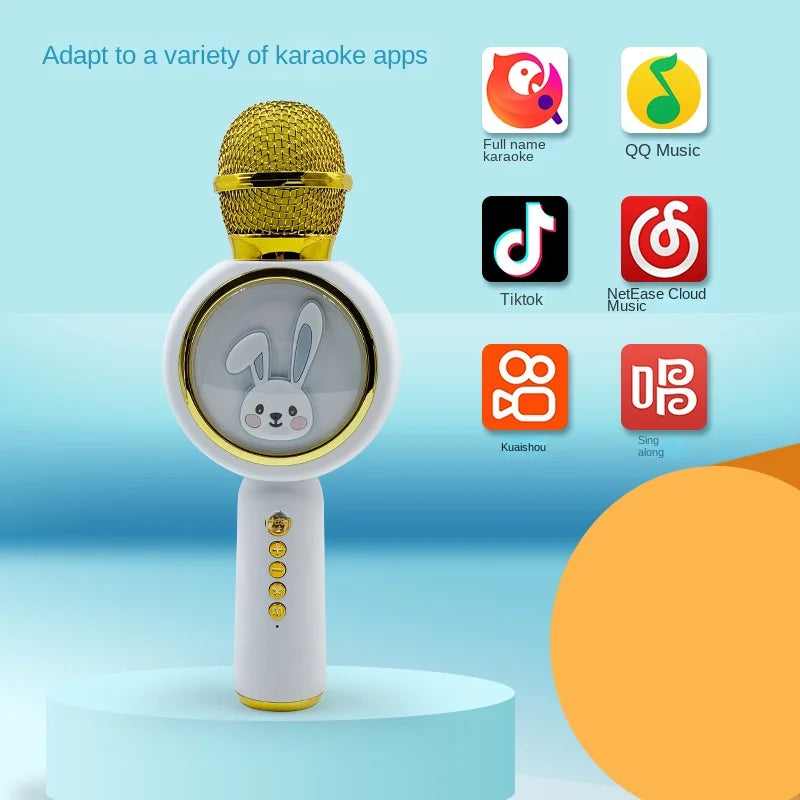 TWS Bluetooth-compatible Karaoke Microphone Wireless silencer/magic sound Microfone TF Speaker Sing Mic For Children Lovely Gift
