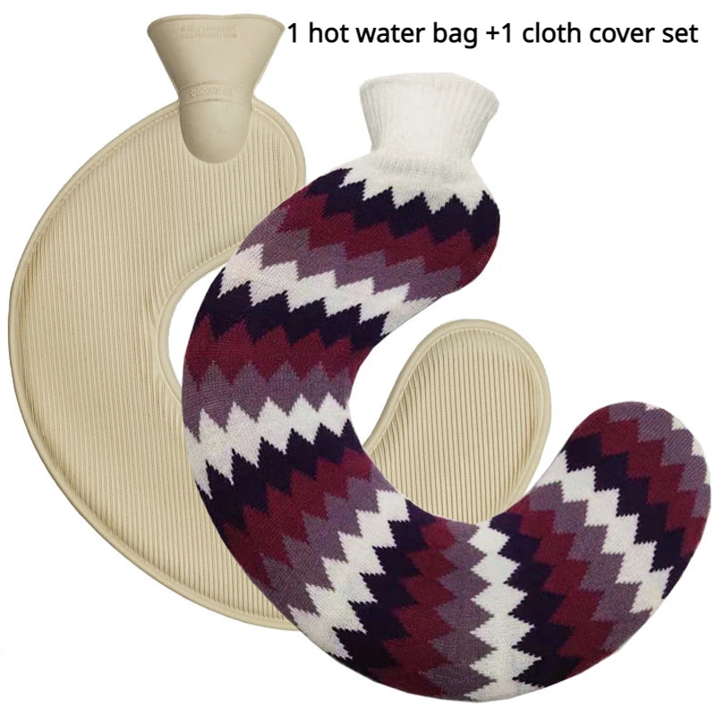 21 Colors Thick Hot Water Bottle and Cloth Cover Set 1L Winter Warm Hot Water Bag Neck Shoulder Warmer Hand Warm Water Bottle