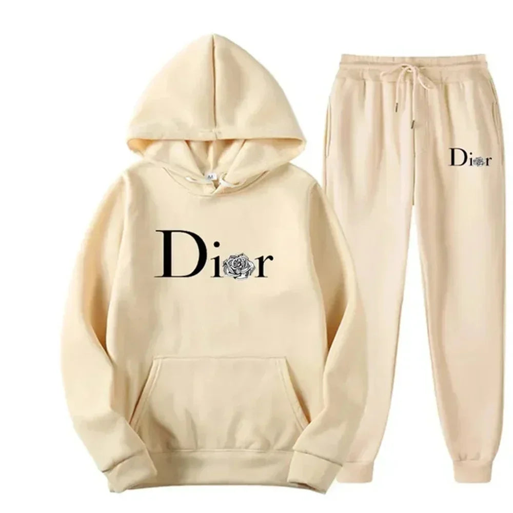 2025 Spring and autumn new fashion fitness jogging leisure two-piece men and women long-sleeved hoodie + sweatpants suit