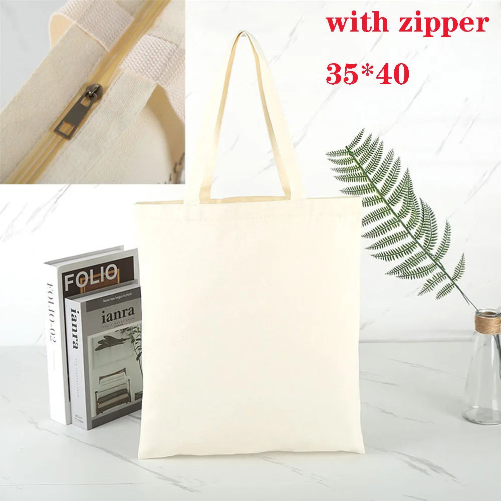 Canvas Bag Storage Bag Grocery Bag Eco-Friendly foldable Bag folding Pocket Tote Portable Shoulder Handbags Food Shopping bag