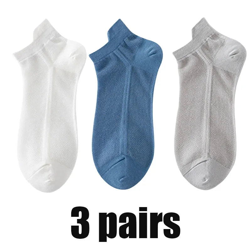 3Pairs Men's Socks Thin Breathable Comfy Deodorant Sweat-absorbing Low Cut Ankle Sports Sock Casual Ultra-thin Business Sox