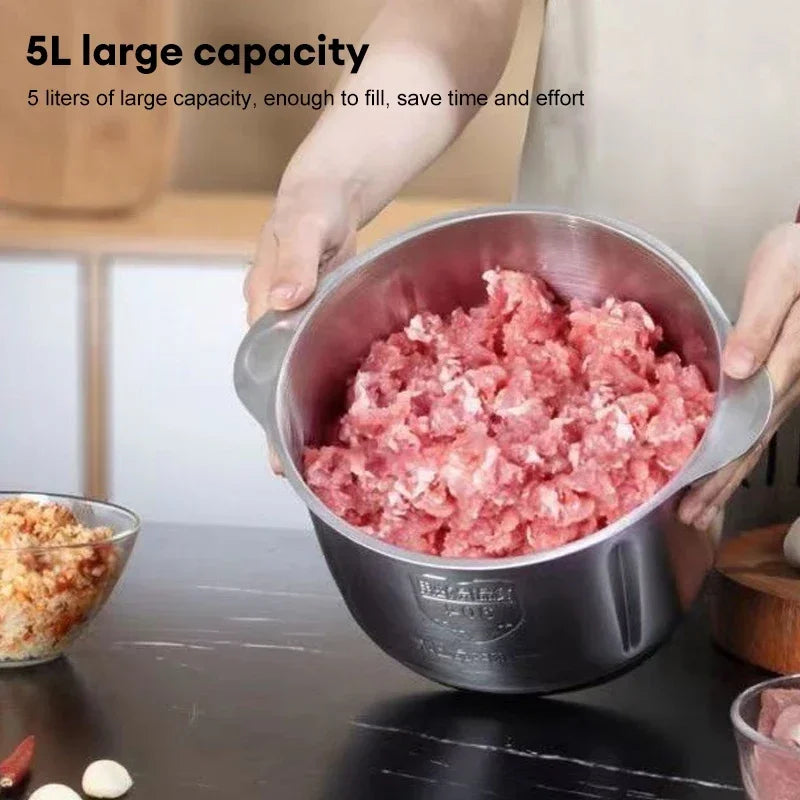 110V/220V Electric Meat Mincer Grinder 304 Stainless Steel 5L Food Processor Garlic Mud Maker Vegetable Food Chopper Meat Slicer