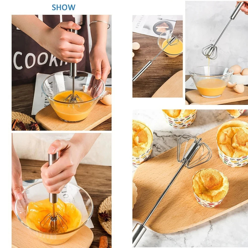 3/1Pcs Semi Automatic Egg Whisk Mixer Stainless Steel Egg Beater Manual Stirring Rod Cream Blender Kitchen Baking Cooking Tools