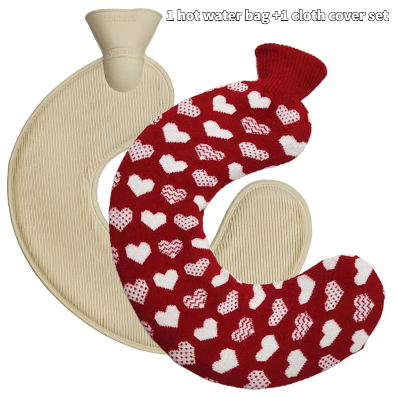 21 Colors Thick Hot Water Bottle and Cloth Cover Set 1L Winter Warm Hot Water Bag Neck Shoulder Warmer Hand Warm Water Bottle