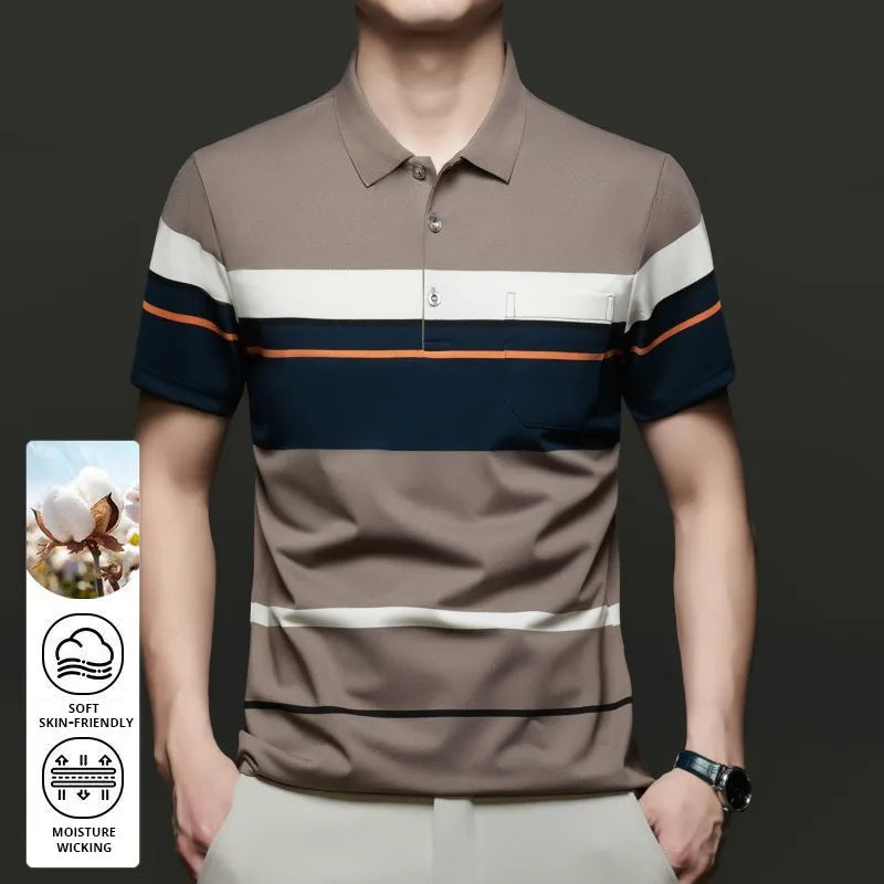 Top Grade New Summer Brand Designer Summer Polo Shirts For Men Stripped Slim Fit Short Sleeve Casual Tops Fashions Men Clothes