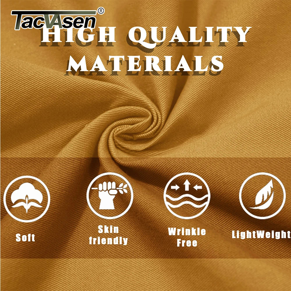 TACVASEN Summer Breathable Cotton Cargo Shorts Mens Casual Multi-pockets Twill Work Shorts Hiking Camping Short Pants Outdoor