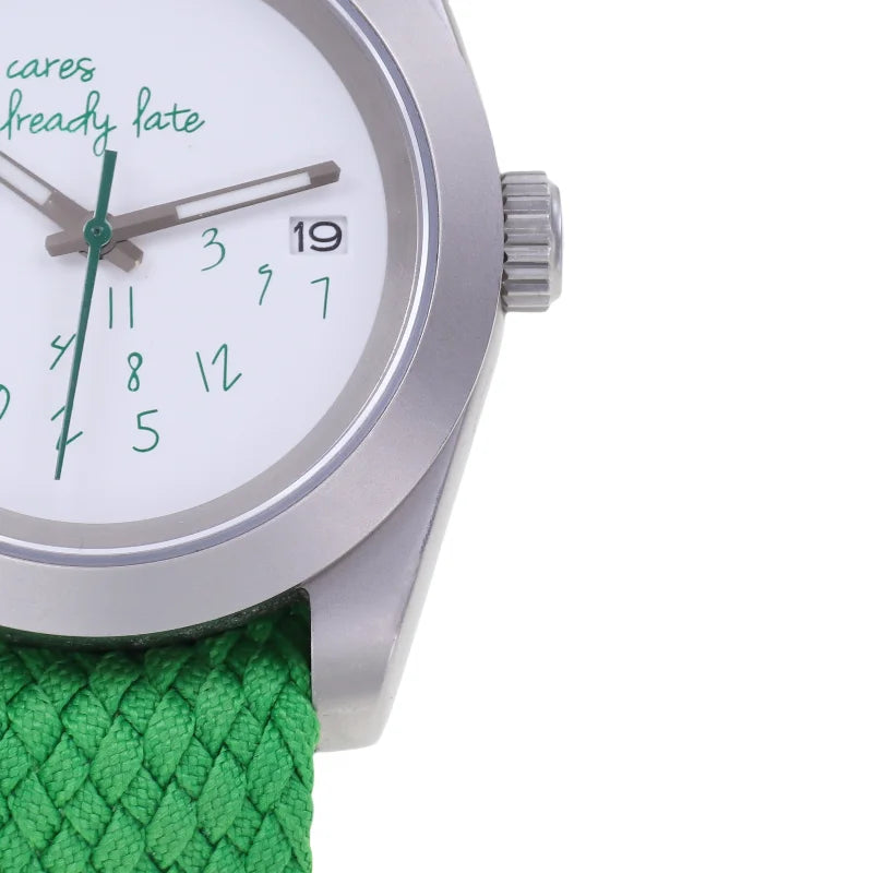 WILDFIRE New Who Cares Lt's Already Late Waterproof Leisure Nh35 Movement Sapphire Crystal Matte Silver Men's Mechanical Watches