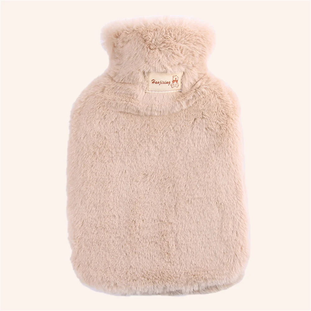 2L Hot Water Bag Protective Case Winter Removable Plush Cover Cold-proof Warm Faux Fur Fleece Cover Heat Preservation Covers