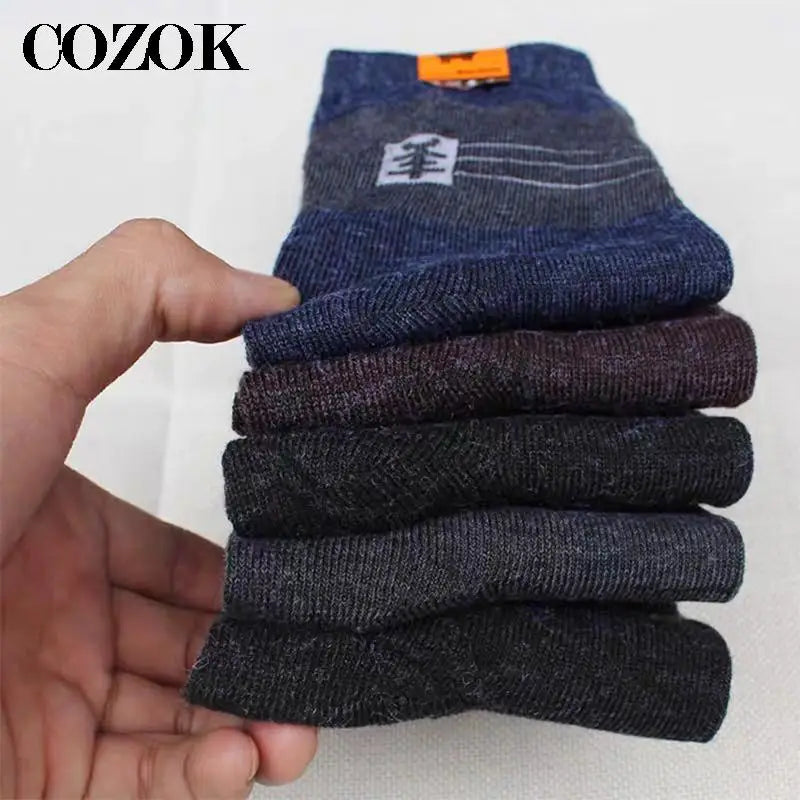 10pcs=5 Pairs Mens Winter Thick Warm Wool Socks Casual Calcetines Hombre Sock Business Breathable Male Socks Men Meias Crew Sox