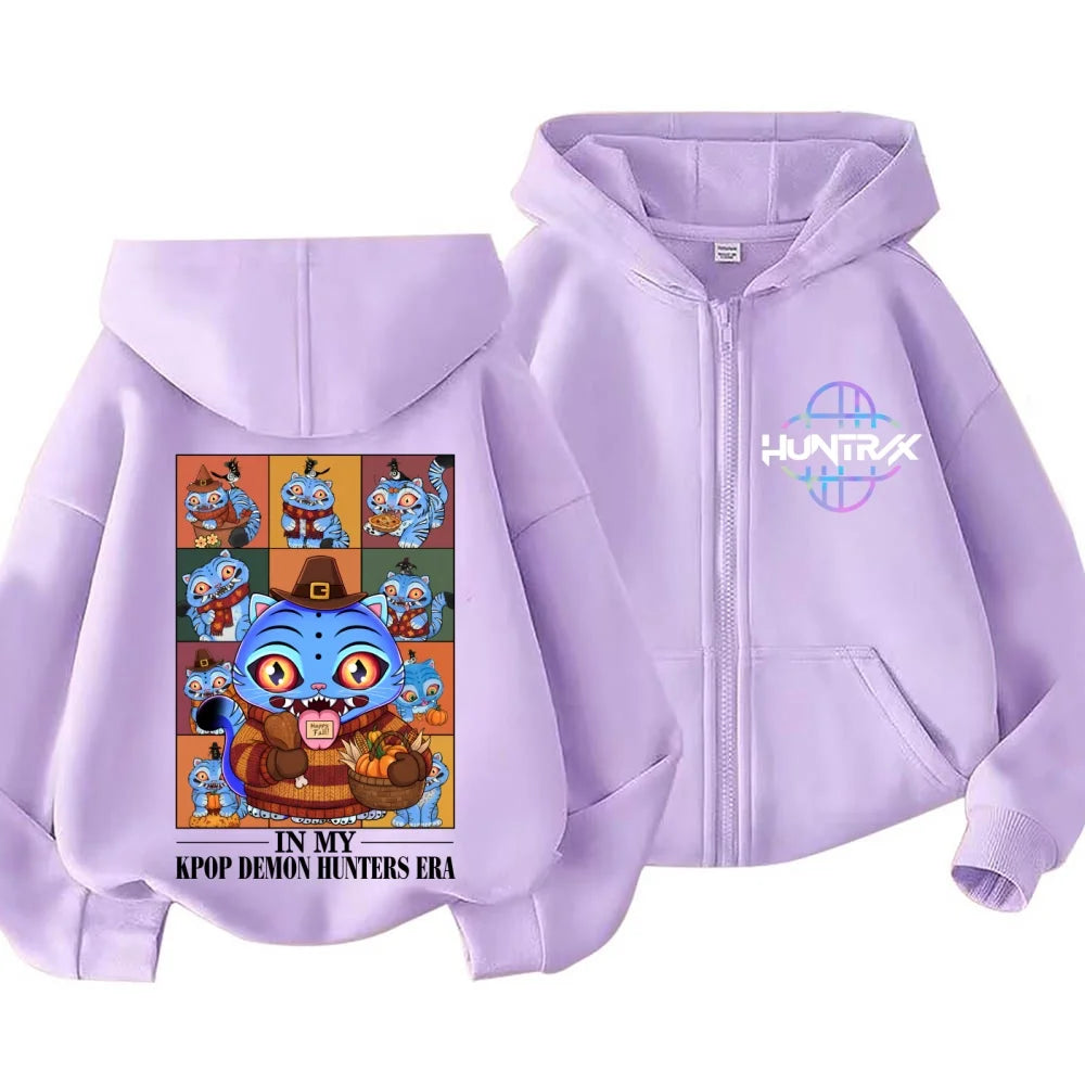 Y2k Cartoon Zip Up Sweatshirts Kpop Demon Hunters Hoodie Children Clothes Kid Girl Boy Sweatshirt Zipper Hoody Baby Casual Top