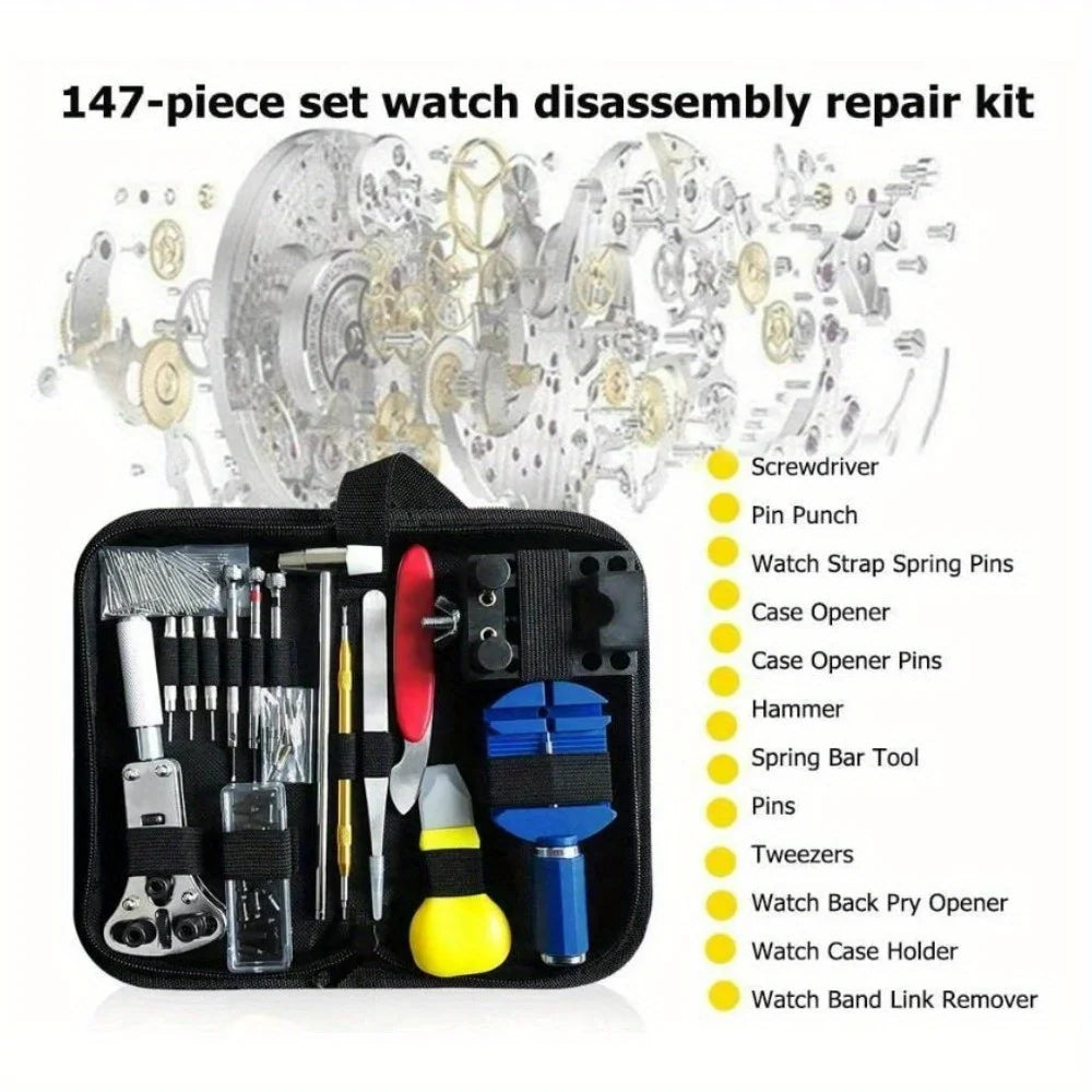 147pcs Watch Repair Kit Chain Stripe Remover Spring Rod Case Opener Professional