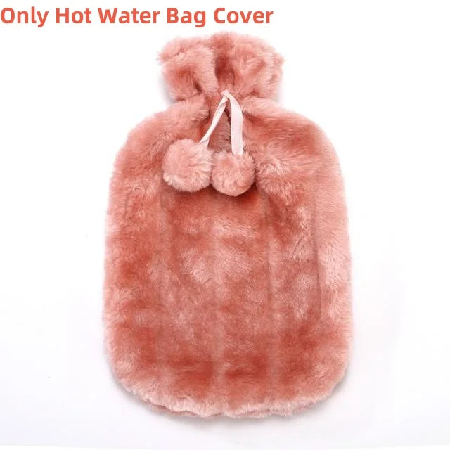 2L Hot Water Bottle Cover Rubber Hot Water Bags Winter Plush Hand & Feet Warmer Explosion-Proof Water Bottle Cover For Hot Water