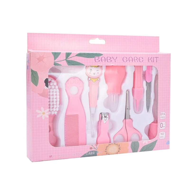8/13Pcs/set Newborn Baby Care Kit Kid Toiletries Baby Kids Nail Hair Health Care Thermometer Grooming Brush Kit Clipper Scissor