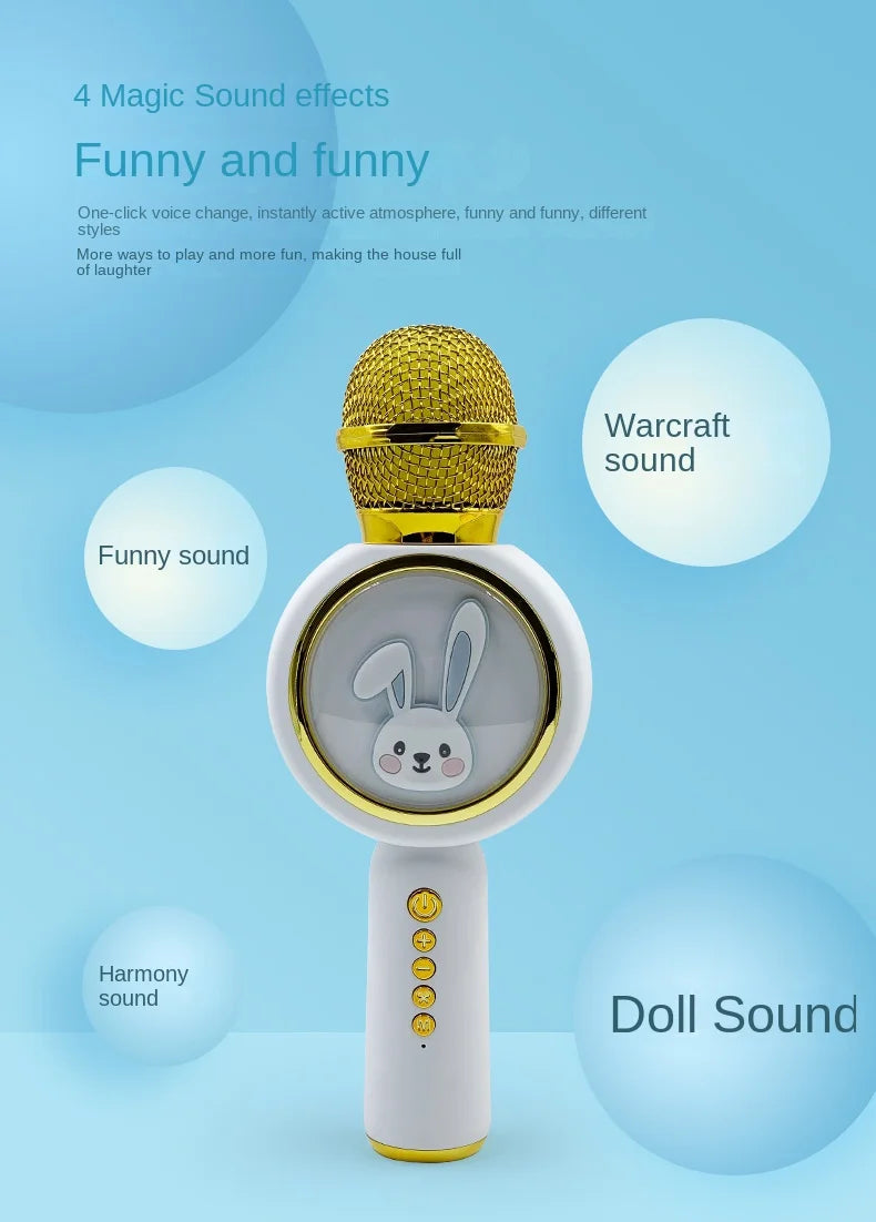 TWS Bluetooth-compatible Karaoke Microphone Wireless silencer/magic sound Microfone TF Speaker Sing Mic For Children Lovely Gift