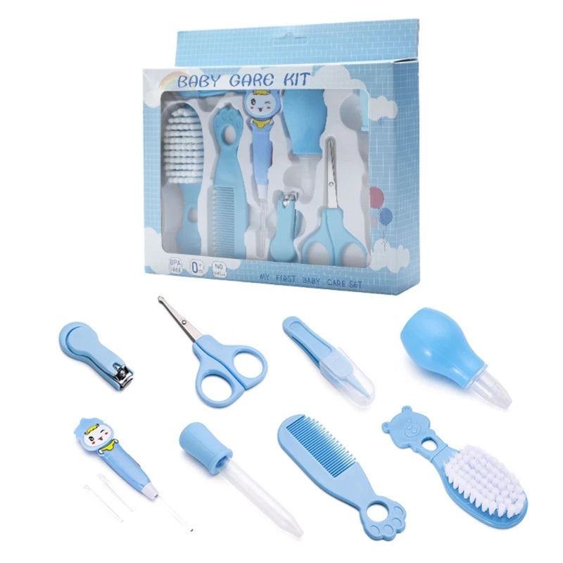 8/13Pcs/set Newborn Baby Care Kit Kid Toiletries Baby Kids Nail Hair Health Care Thermometer Grooming Brush Kit Clipper Scissor