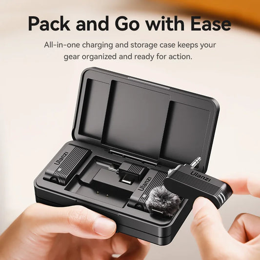 Ulanzi A100 Wireless Lavalier Microphone 20M Transmission for Street Interviews Vlogging Music Recording for Smartphones Cameras