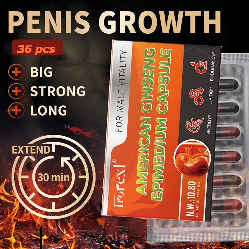 Powerful High Purity Epimedium Supplements Natural Organic Manhood Erection Pill Improve Performance and Increase Size