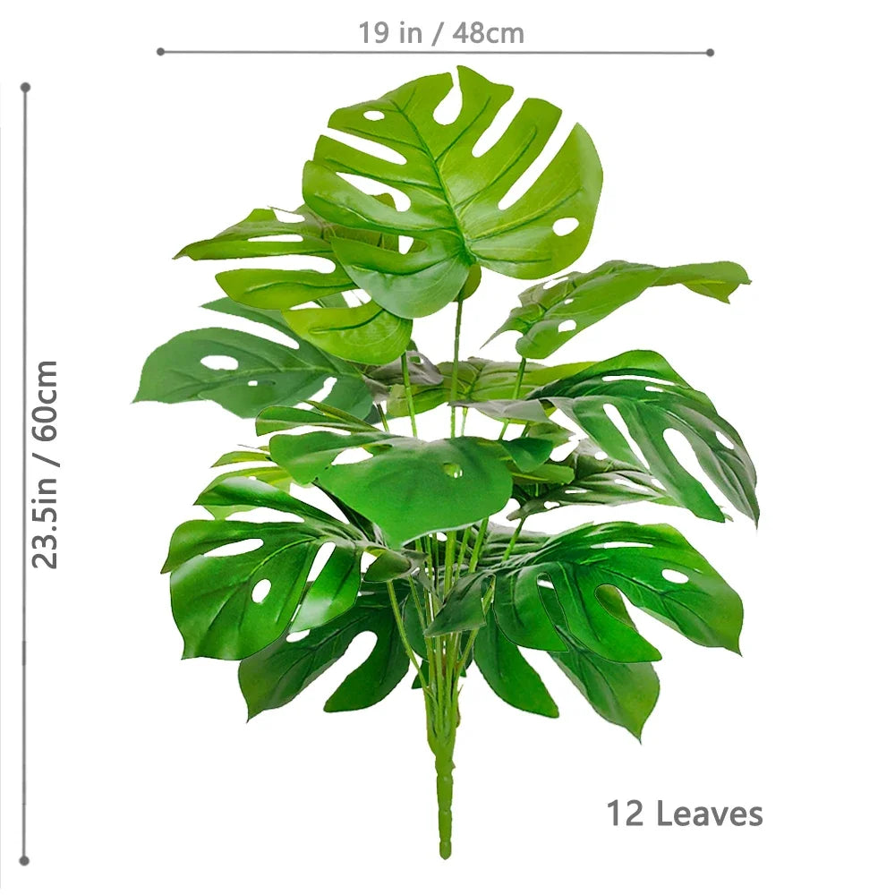 40-130cm（51.18in） Artificial Monstera Plant Fake Palm Tree Plastic Turtle Leaf Green Plant for Home Garden Room Office Decor
