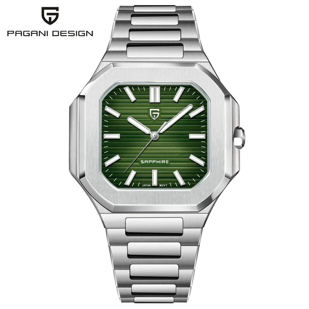 2025 New PAGANI DESIGN 37MM Square Men Quartz Watches Luxury Sapphire Glass AR Coated Business Watch VH31 Luminous Watch for Men