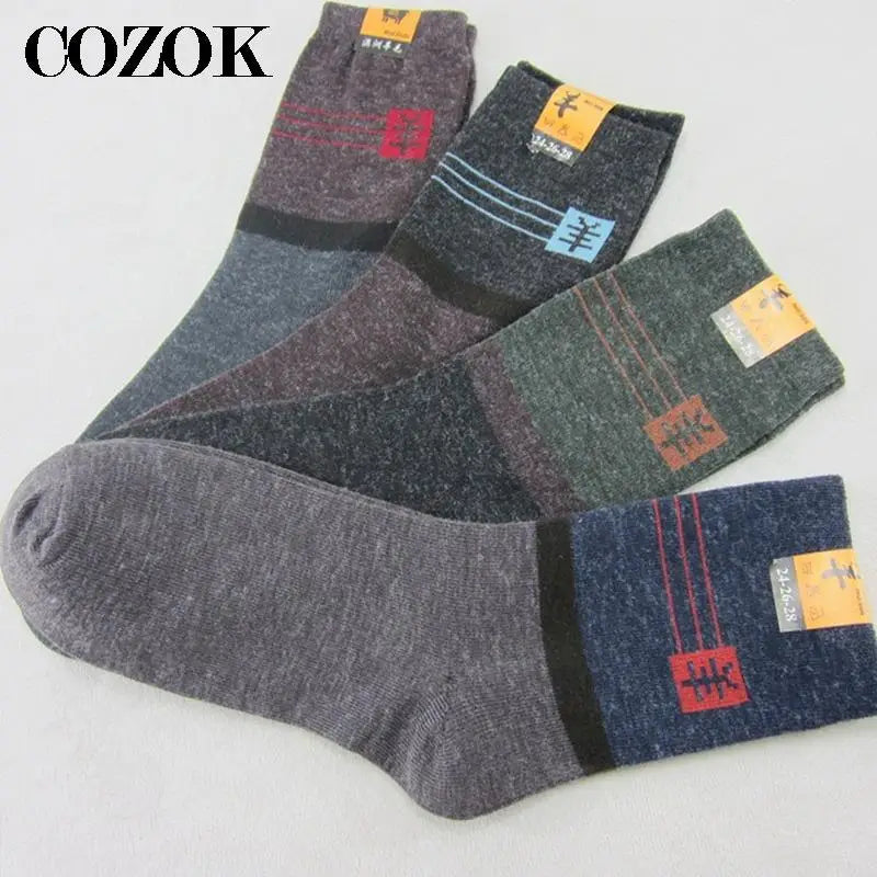 10pcs=5 Pairs Mens Winter Thick Warm Wool Socks Casual Calcetines Hombre Sock Business Breathable Male Socks Men Meias Crew Sox
